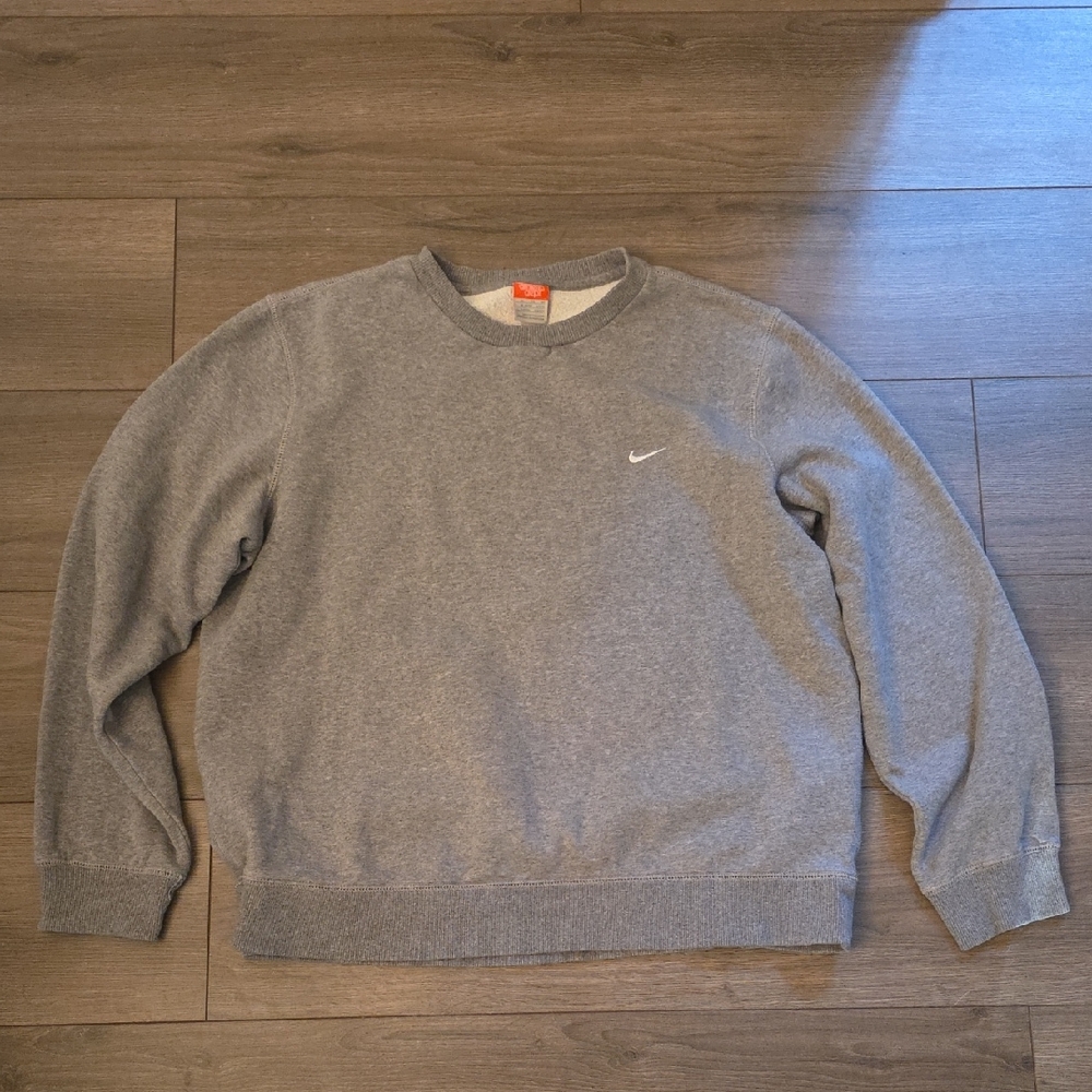 Nike Gray Crewneck Sweatshirt with White Swoosh Accent